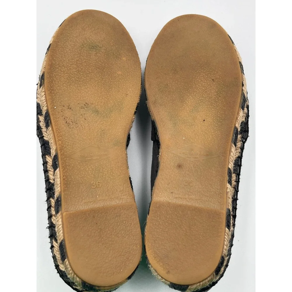 Rag & Bone Adria Espadrille Flats Womens 36 Asphalt Gray Suede Slip On Shoes